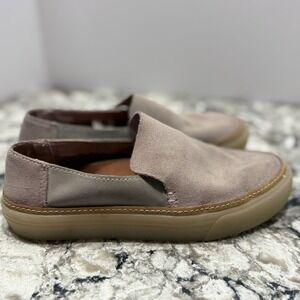 TOMS SUNSET SNEAKERS WOMENS 6 BLUSH PINK SUEDE SLIP ON LOAFER GUMSOLE SHOE ROSE